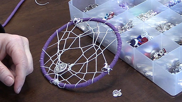 up close view of the center of a dream catcher