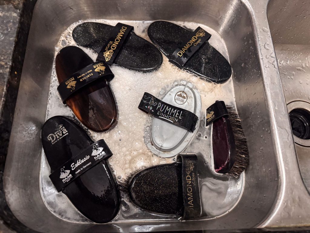 how to wash horse brushes