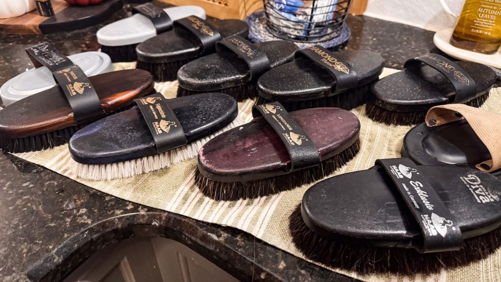 cleaning horse brushes